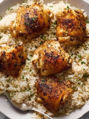 Oven Baked Chicken and Garlic Butter Rice Recipe