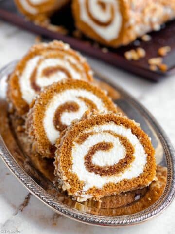 Pecan Pumpkin Roll Cake with Cream Cheese Filling Recipe