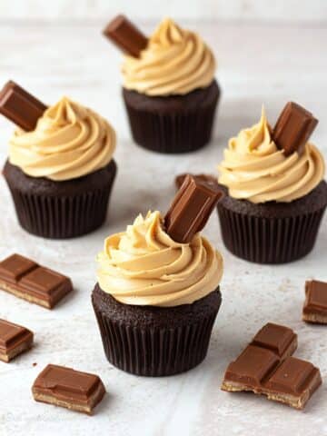 Kit Kat Cupcakes with Caramel Buttercream Frosting Recipe