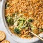 Broccoli Cheese Casserole with Creamy Cheese Sauce and Ritz Cracker Topping Recipe