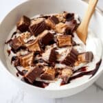 Reese’s Ice Cream with Chopped Peanut Butter Cups and Hot Fudge Recipe