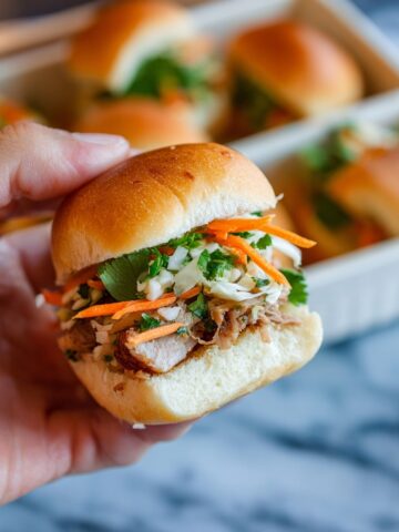 Mini Korean Chicken Sliders with Cilantro Slaw and Pickles Recipe