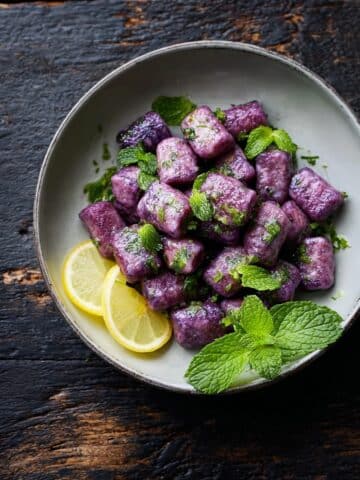 Purple Potato Gnocchi with Walnut Pesto Recipe