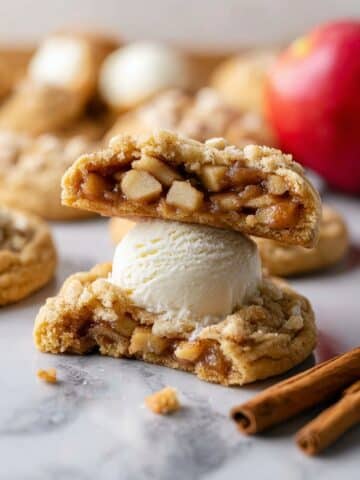 Apple Pie Cookies with Homemade Filling, Streusel Topping, and Vanilla Glaze Recipe