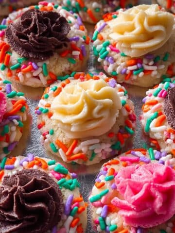 Kaufmann's Thumbprint Cookies with Vanilla and Chocolate Frostings Recipe