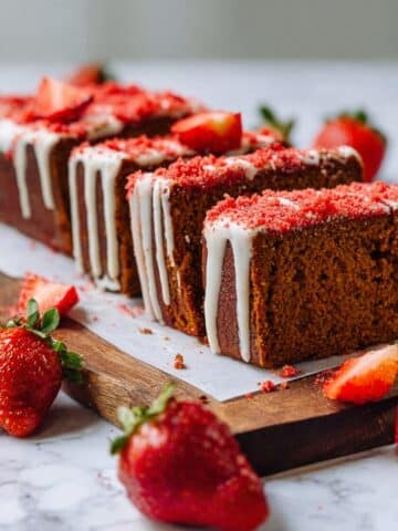 Strawberry Bread with Lemon Glaze and Dried Strawberry Topping Recipe