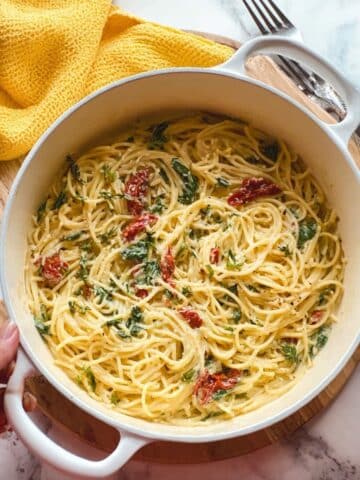 Tuscan Pasta with Sun-Dried Tomatoes, Spinach, and Parmesan Recipe