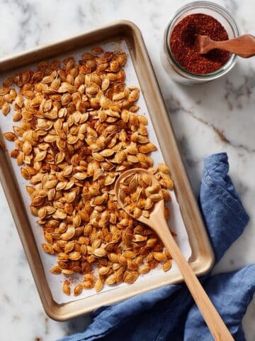 Roasted Pumpkin Seeds with Olive Oil, Sea Salt, and Chili Powder Recipe