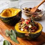 Stuffed Acorn Squash with Wild Rice, Mushrooms, Apples, and Cranberries Recipe