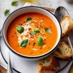 Easy Homemade Tomato Soup with Cream and Basil Recipe