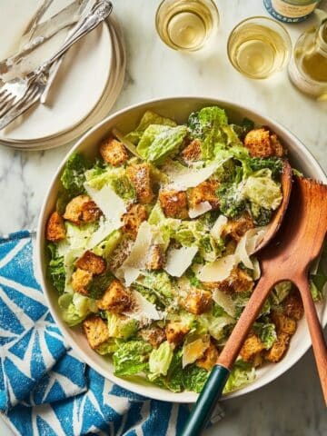 Classic Caesar Salad with Homemade Dressing and Croutons Recipe