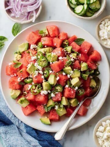 Watermelon Salad with Feta, Cucumber, and Mint Recipe