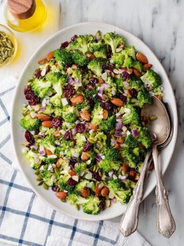 Tangy Broccoli Salad with Crispy Tamari Almonds and Cranberries Recipe