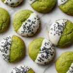 Matcha Cookies with White Chocolate Dip and Black Sesame Recipe