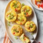 Healthy Breakfast Egg Muffins with Red Bell Peppers, Feta, and Scallions Recipe