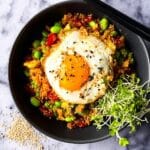 Cauliflower Fried Rice with Kimchi, Mushrooms, and Egg Recipe
