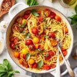 Cherry Tomato Pasta with Garlic, Capers, and Fresh Basil Recipe