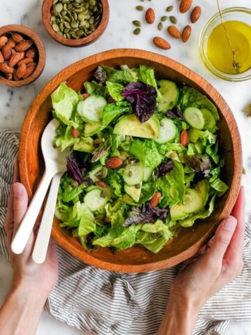 Simple Green Salad with Lemon Vinaigrette and Tamari Almonds Recipe