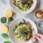 Tagliatelle with Asparagus, Peas, and Fresh Herb Cashew Cream Recipe