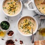 Vegan Yellow Split Pea and Corn Chowder with Cashew Cream Recipe