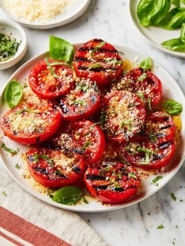 Grilled Tomatoes with Italian Dressing and Basil Recipe