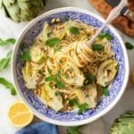 Artichoke Pasta with Lemon Butter Sauce, Pine Nuts, and Fresh Herbs Recipe