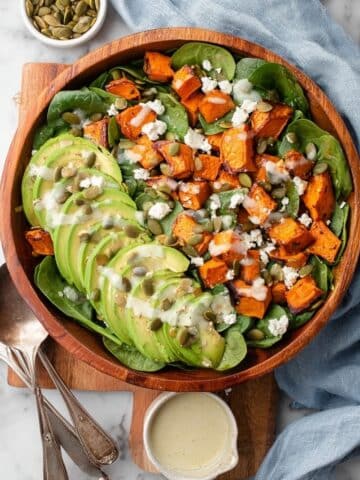 Sweet Potato Salad with Feta, Avocado, and Tahini Dressing Recipe