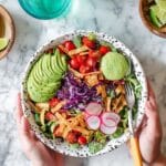 Healthy Vegan Taco Salad with Crispy Tortilla Strips and Shiitake “Meat” Recipe