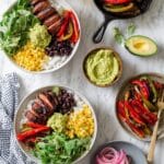 Vegan Burrito Bowl with Chipotle-Marinated Mushrooms and Grilled Fajita Veggies Recipe