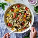 Vegan Pasta Salad with Tahini Dressing and Colorful Veggies Recipe