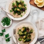 Creamy Quinoa Risotto with Roasted Broccoli and Brussels Sprouts Recipe