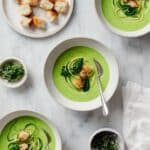 Basil Zucchini Soup with Garlic Croutons Recipe