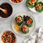 Vegan Collard Green Wraps with Sweet Potatoes, Black Beans, and Corn Salsa Recipe