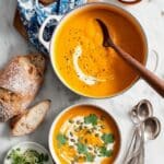 Sweet Potato and Apple Coconut Soup with Spiced Garnishes Recipe